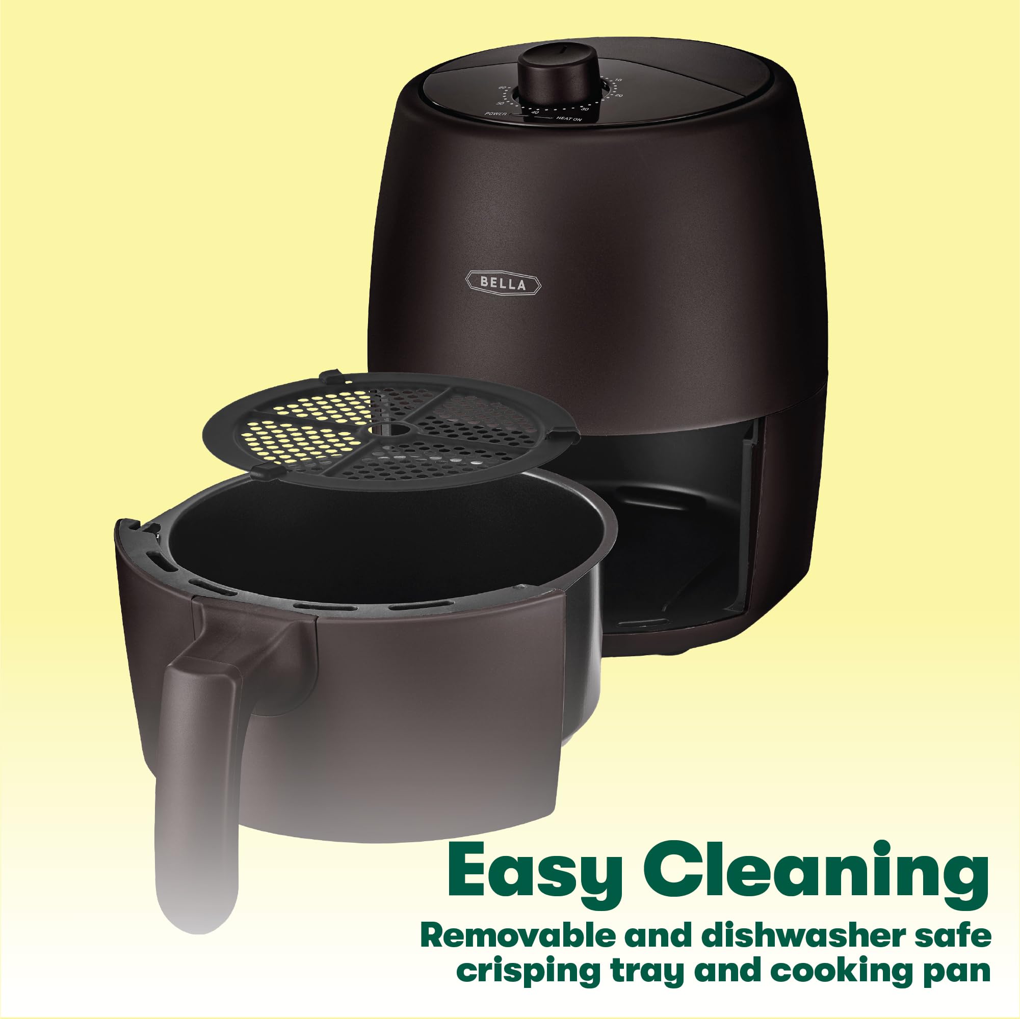 Bella 2 Qt Manual Air Fryer Oven And 5-In-1 Multicooker With Removable Nonstick And Dishwasher Safe Crisping Tray And Basket, 12